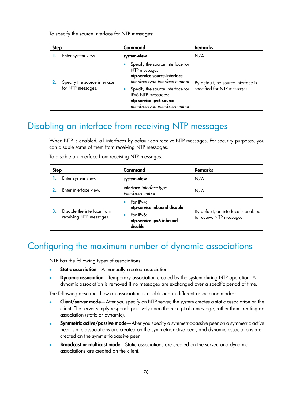 Disabling an interface from receiving ntp messages | H3C Technologies H3C MSR 5600 User Manual | Page 91 / 247