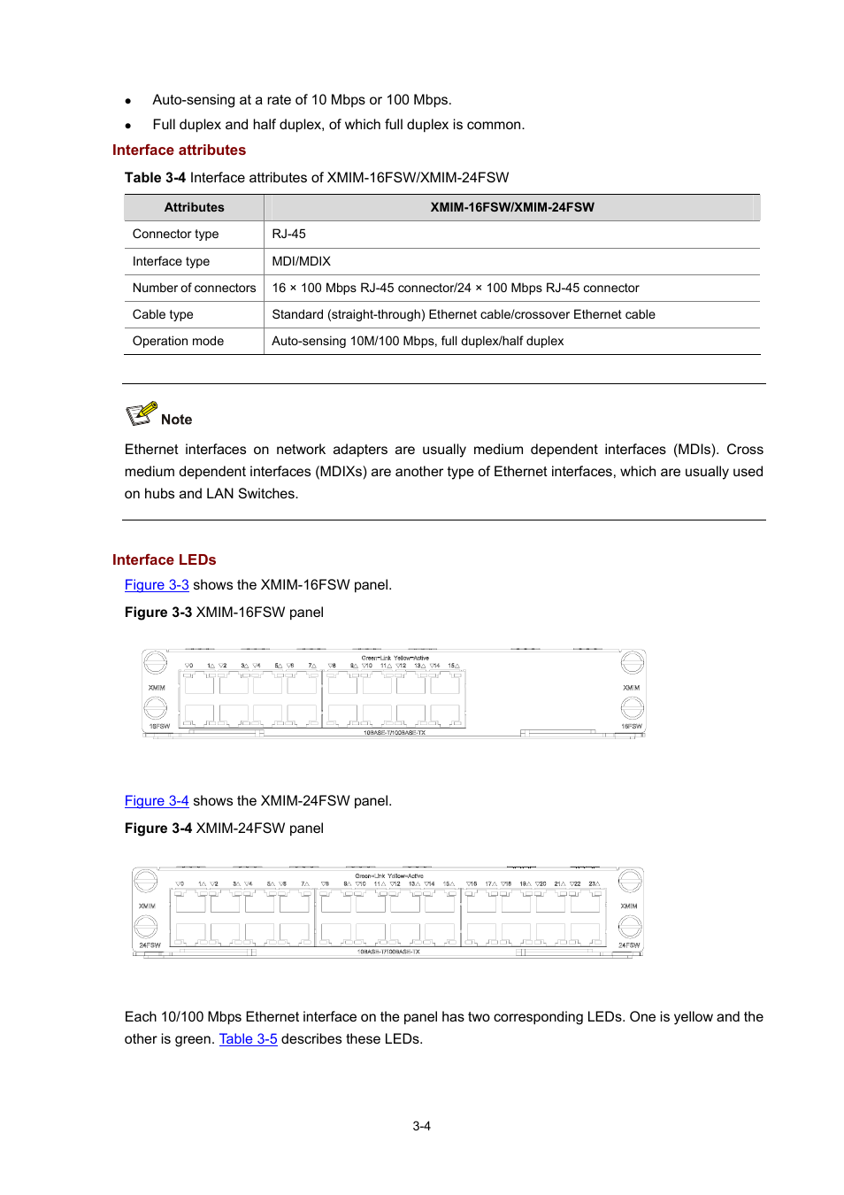 Interface attributes, Interface leds | H3C Technologies H3C MSR 50 User Manual | Page 108 / 308