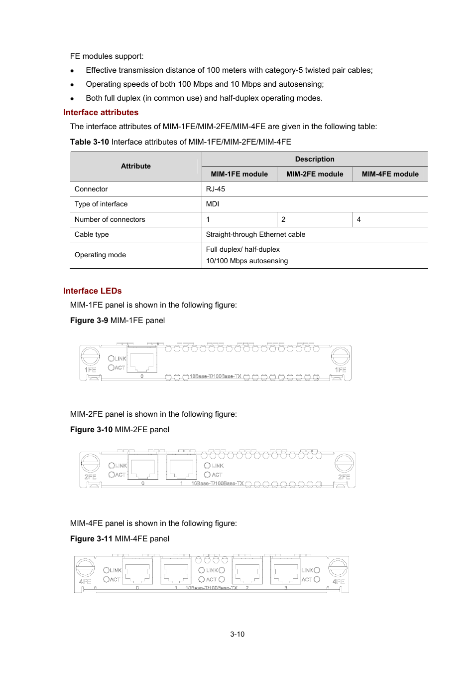 Interface attributes, Interface leds | H3C Technologies H3C MSR 50 User Manual | Page 114 / 308