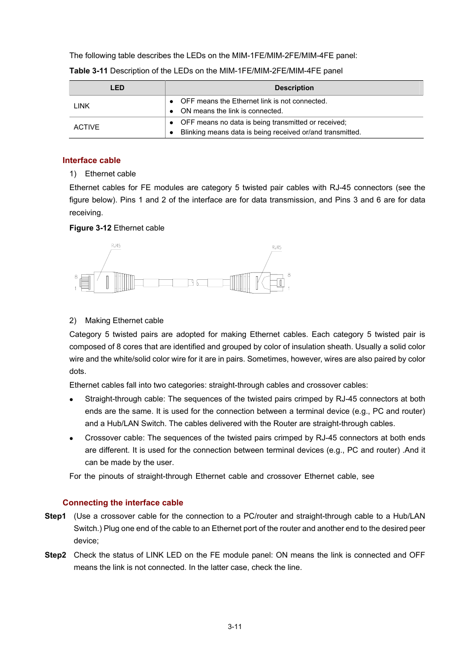 Interface cable, Connecting the interface cable | H3C Technologies H3C MSR 50 User Manual | Page 115 / 308