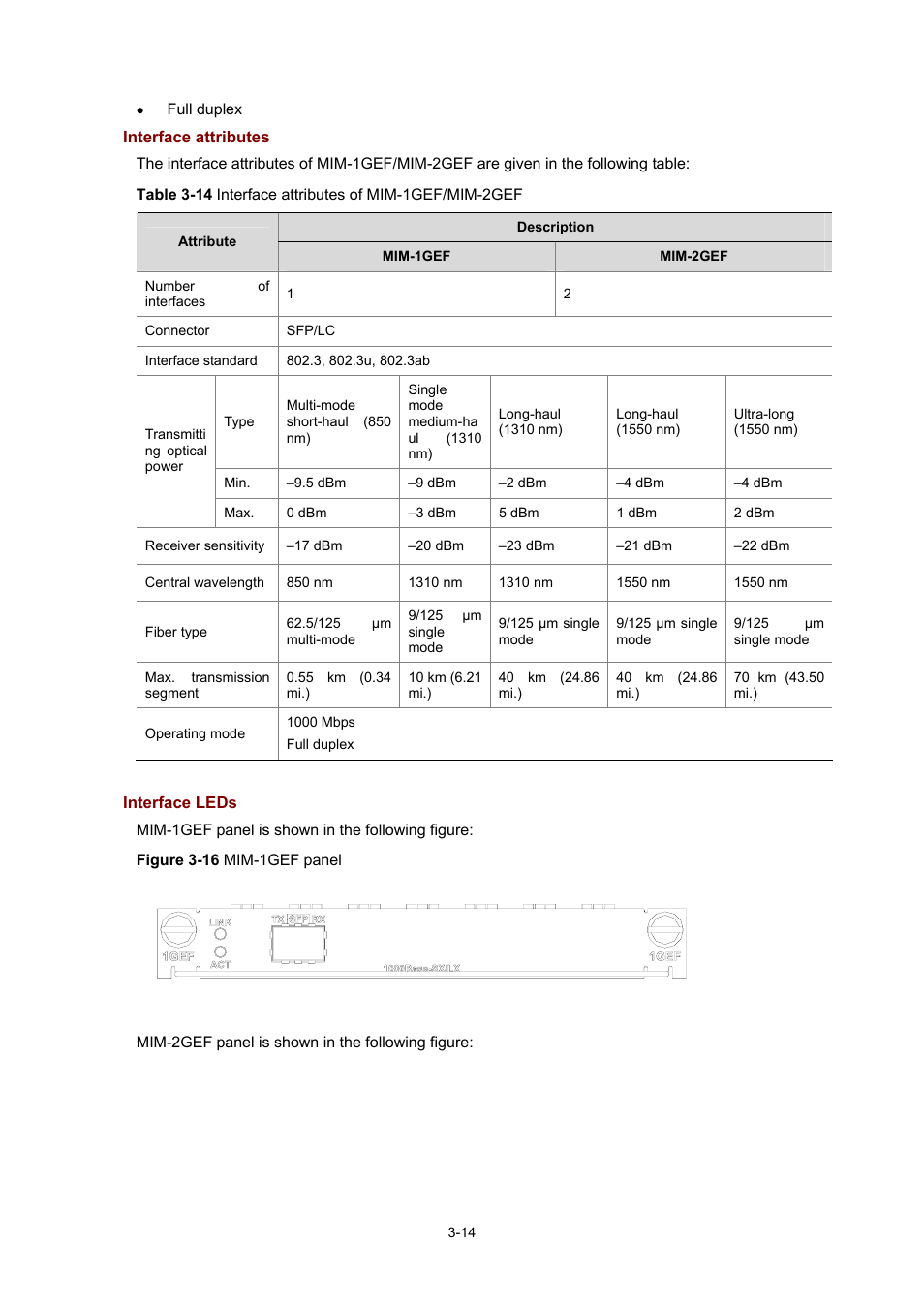 Interface attributes, Interface leds | H3C Technologies H3C MSR 50 User Manual | Page 118 / 308