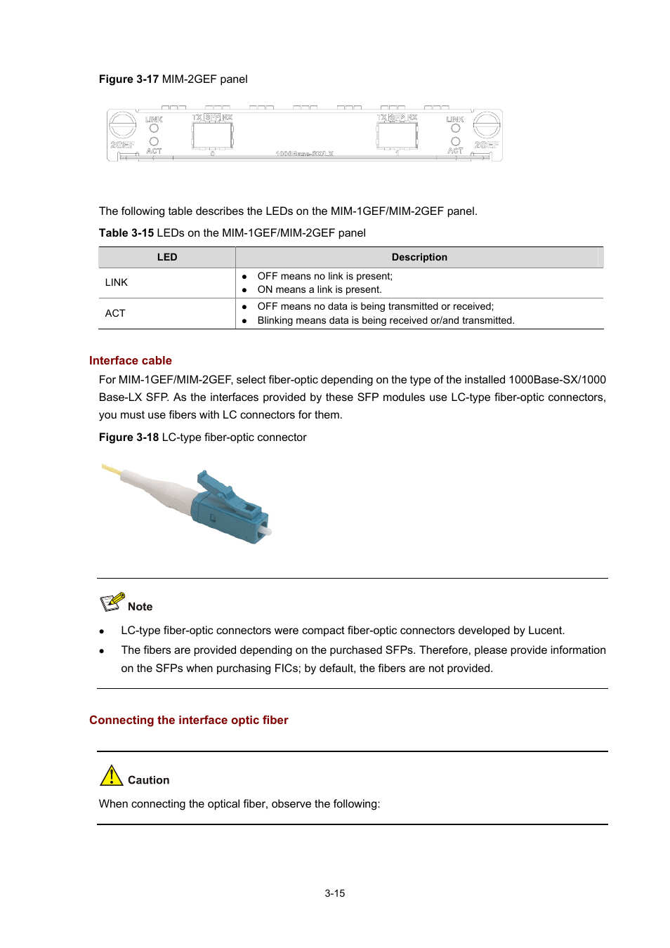 Interface cable, Connecting the interface optic fiber | H3C Technologies H3C MSR 50 User Manual | Page 119 / 308