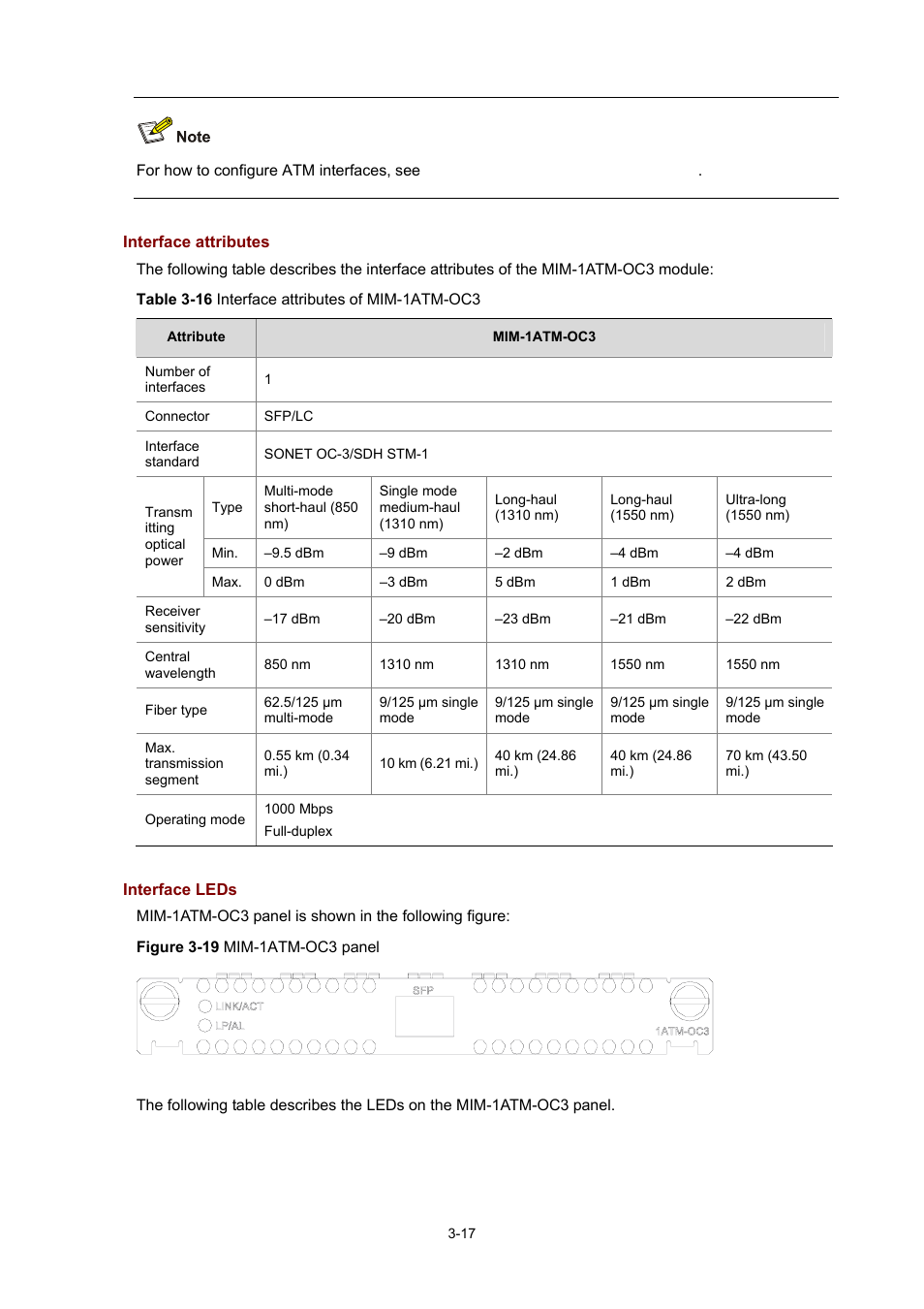 Interface attributes, Interface leds | H3C Technologies H3C MSR 50 User Manual | Page 121 / 308