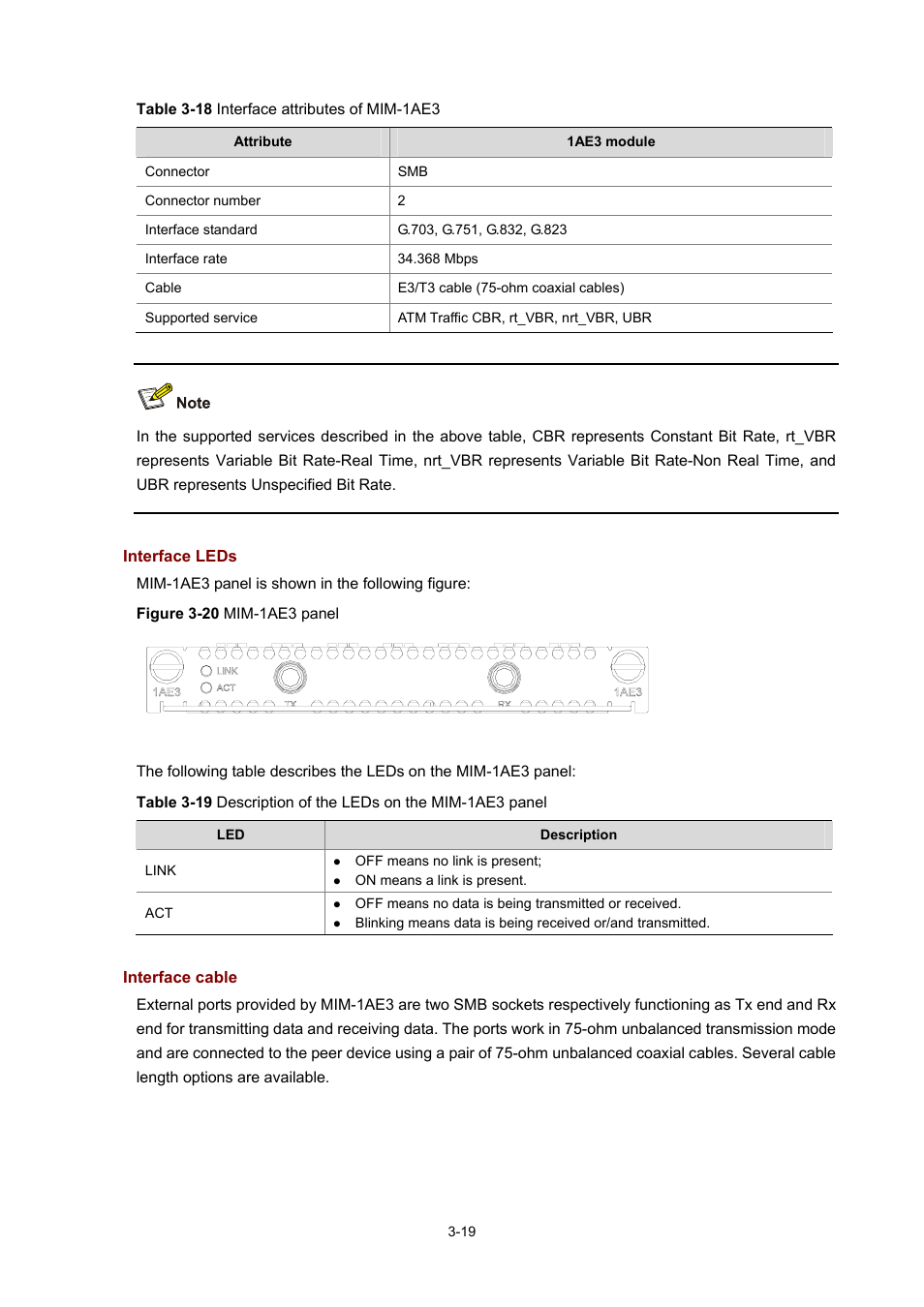 Interface leds, Interface cable | H3C Technologies H3C MSR 50 User Manual | Page 123 / 308