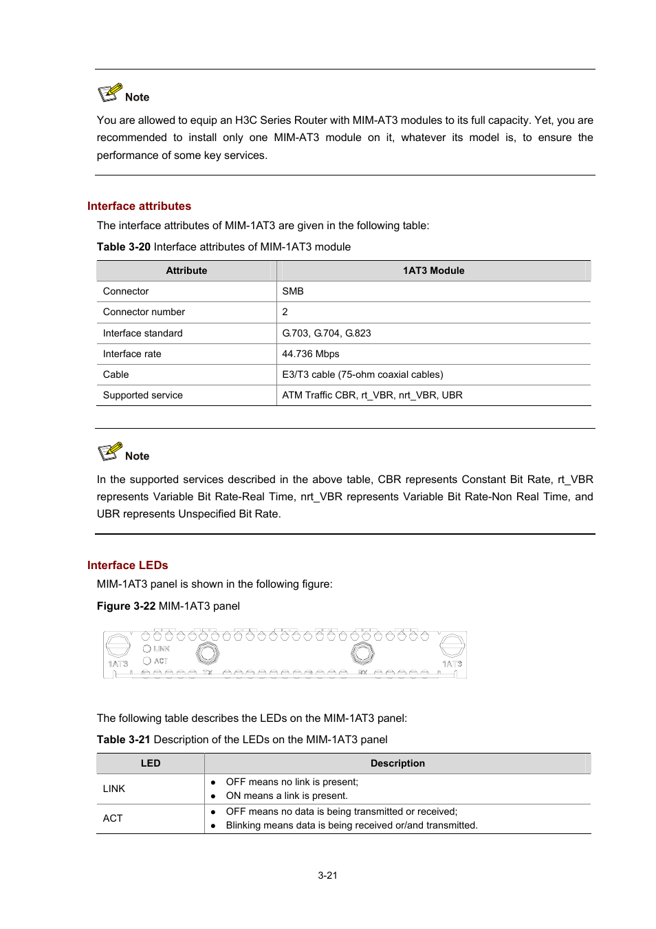 Interface attributes, Interface leds | H3C Technologies H3C MSR 50 User Manual | Page 125 / 308