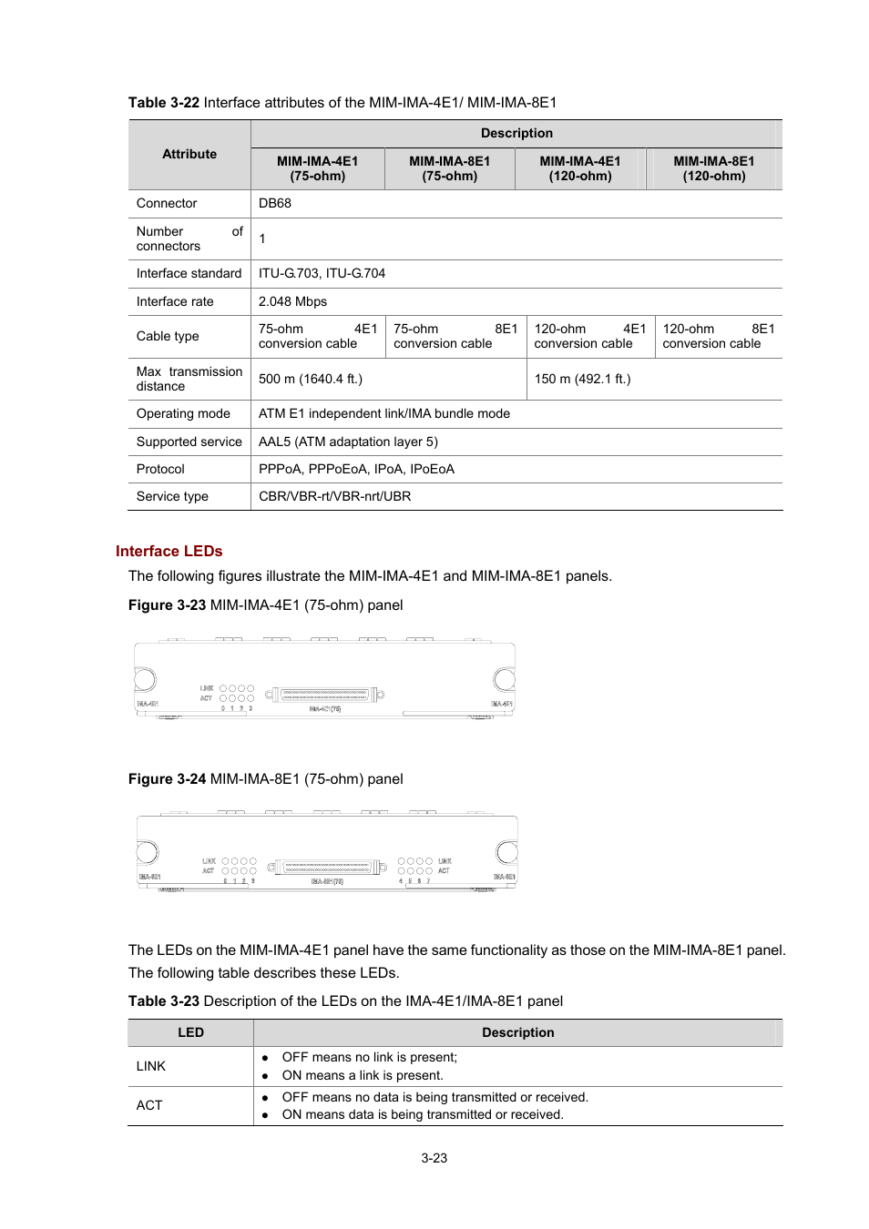 Interface leds | H3C Technologies H3C MSR 50 User Manual | Page 127 / 308