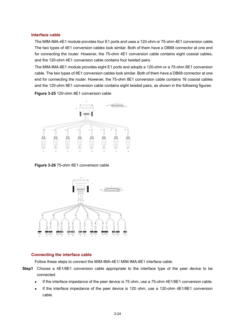 Interface cable, Connecting the interface cable | H3C Technologies H3C MSR 50 User Manual | Page 128 / 308