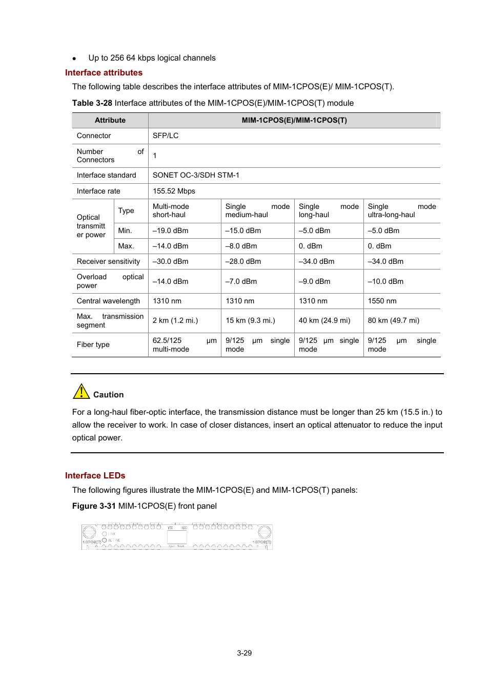 Interface attributes, Interface leds | H3C Technologies H3C MSR 50 User Manual | Page 133 / 308