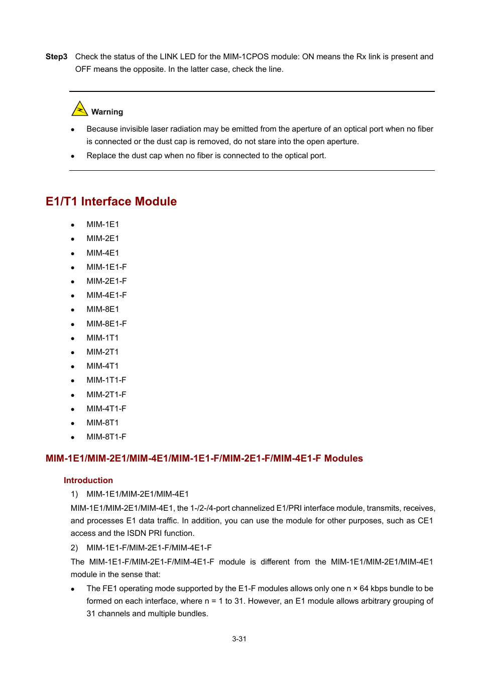 E1/t1 interface module, Introduction | H3C Technologies H3C MSR 50 User Manual | Page 135 / 308