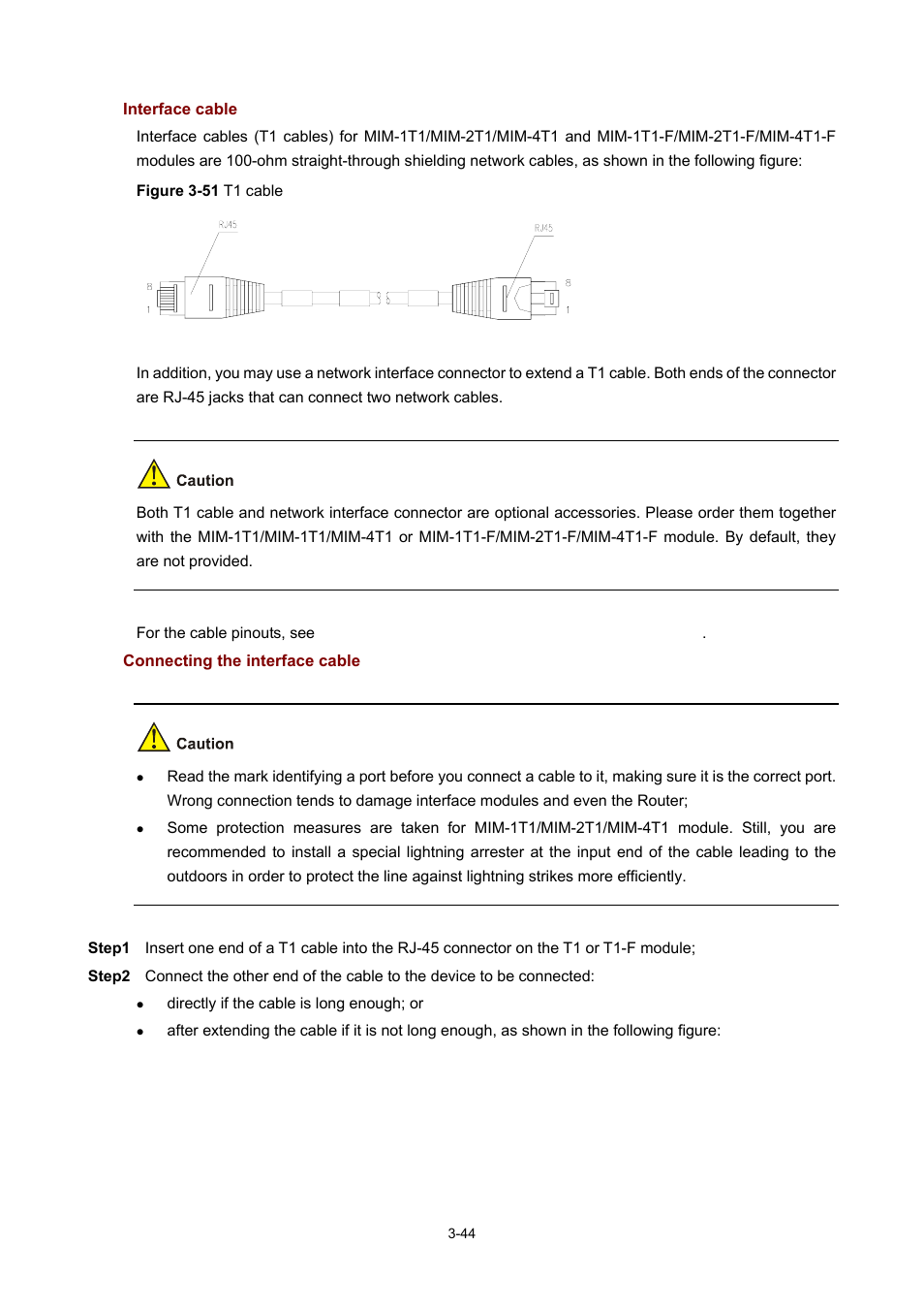 Interface cable, Connecting the interface cable | H3C Technologies H3C MSR 50 User Manual | Page 148 / 308