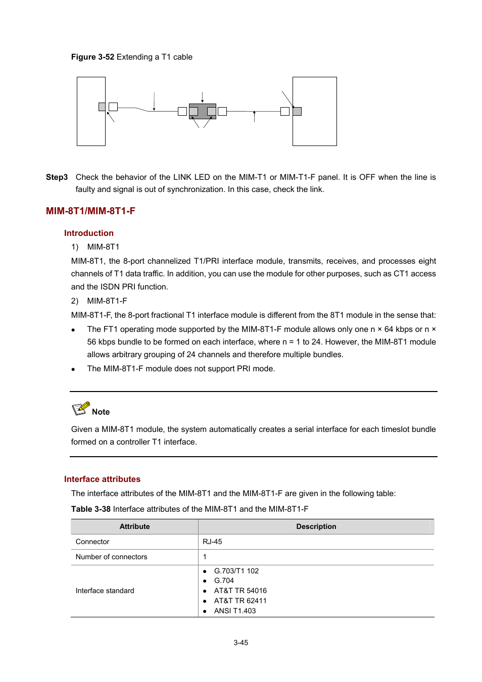 Mim-8t1/mim-8t1-f, Introduction, Interface attributes | H3C Technologies H3C MSR 50 User Manual | Page 149 / 308