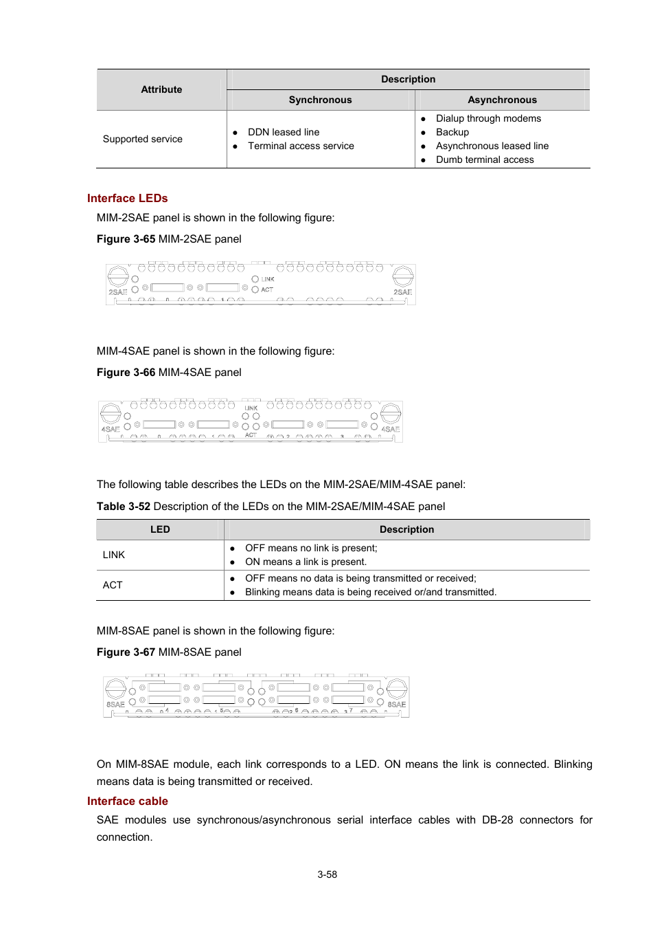 Interface leds, Interface cable | H3C Technologies H3C MSR 50 User Manual | Page 162 / 308