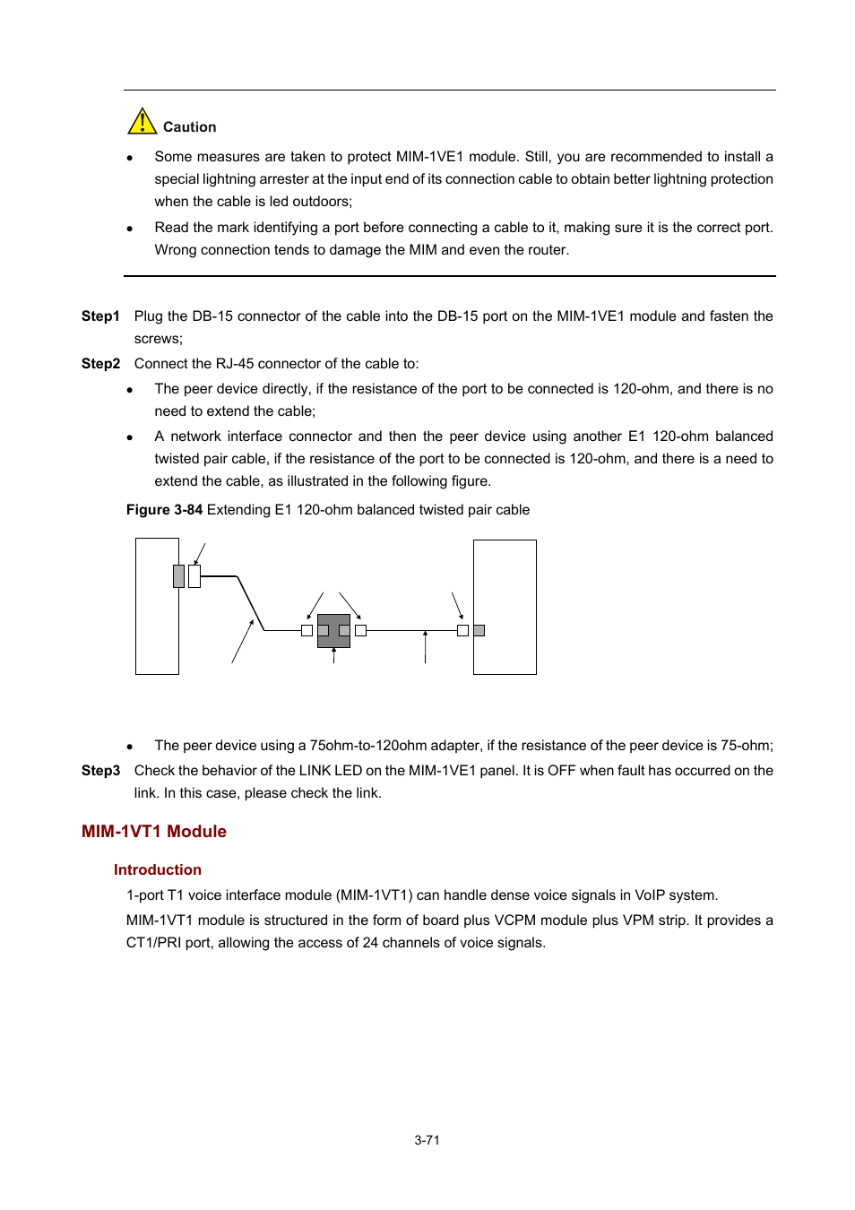 Mim-1vt1 module, Introduction | H3C Technologies H3C MSR 50 User Manual | Page 175 / 308