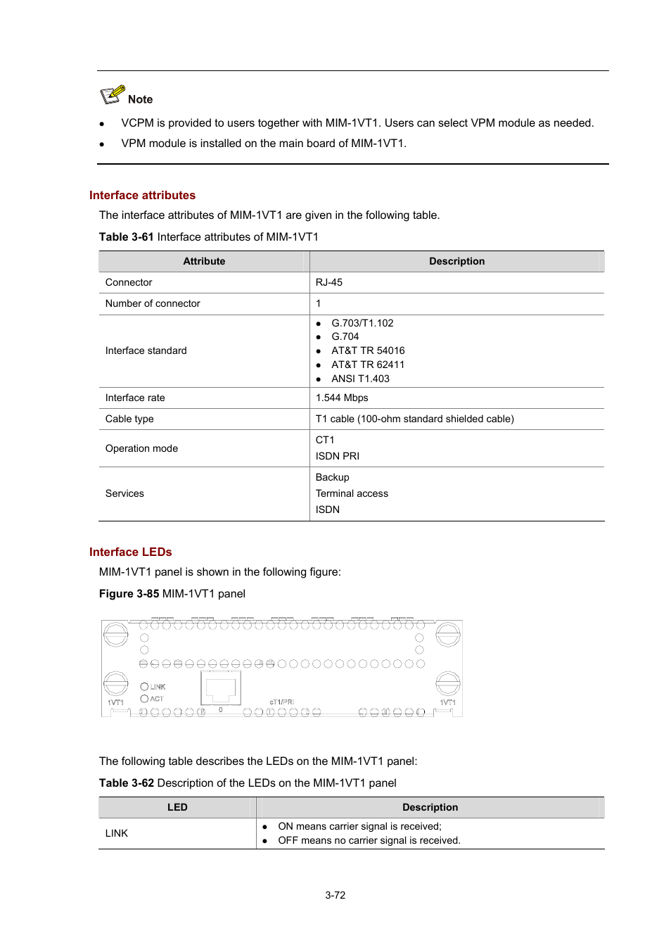 Interface attributes, Interface leds | H3C Technologies H3C MSR 50 User Manual | Page 176 / 308