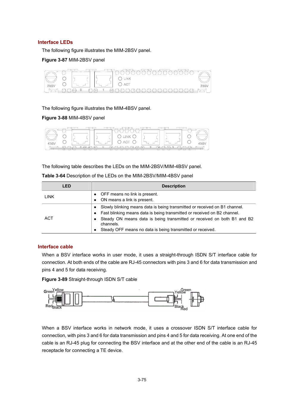 Interface leds, Interface cable | H3C Technologies H3C MSR 50 User Manual | Page 179 / 308