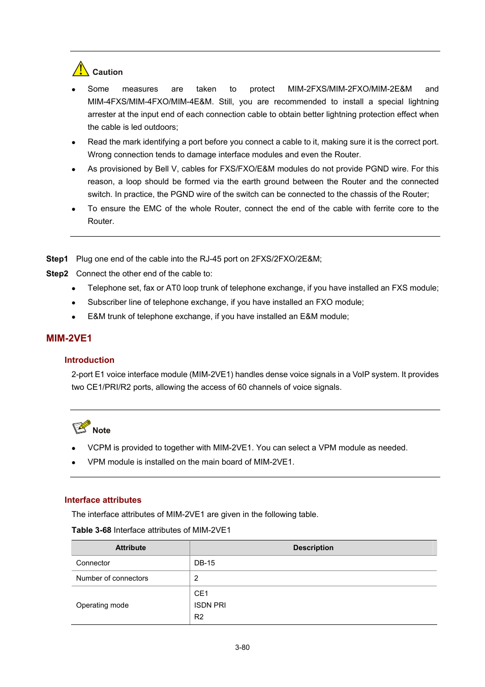 Mim-2ve1, Introduction, Interface attributes | H3C Technologies H3C MSR 50 User Manual | Page 184 / 308