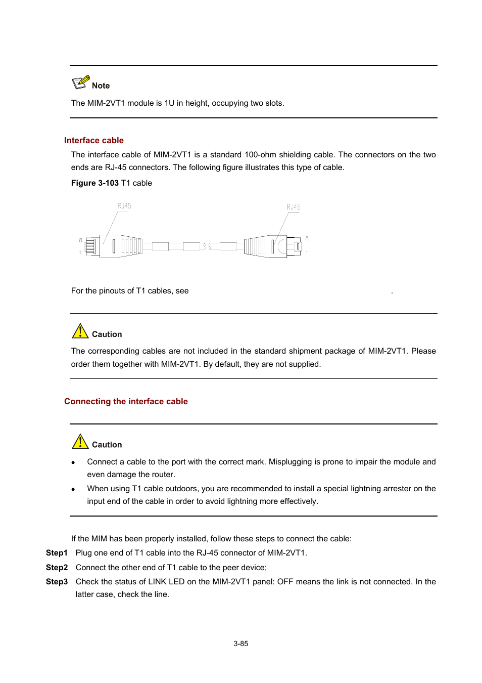 Interface cable, Connecting the interface cable | H3C Technologies H3C MSR 50 User Manual | Page 189 / 308