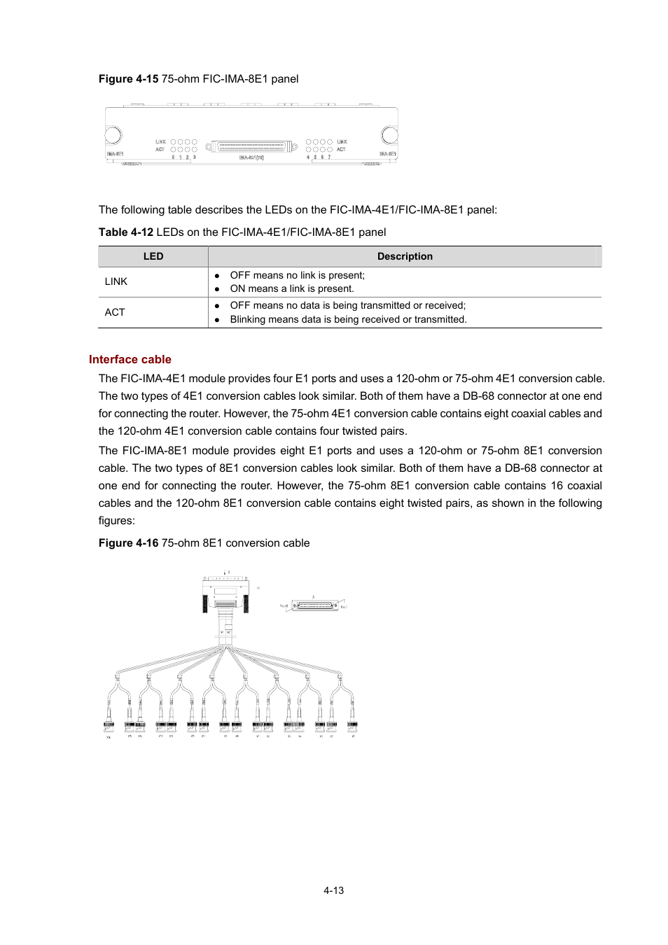 Interface cable | H3C Technologies H3C MSR 50 User Manual | Page 208 / 308