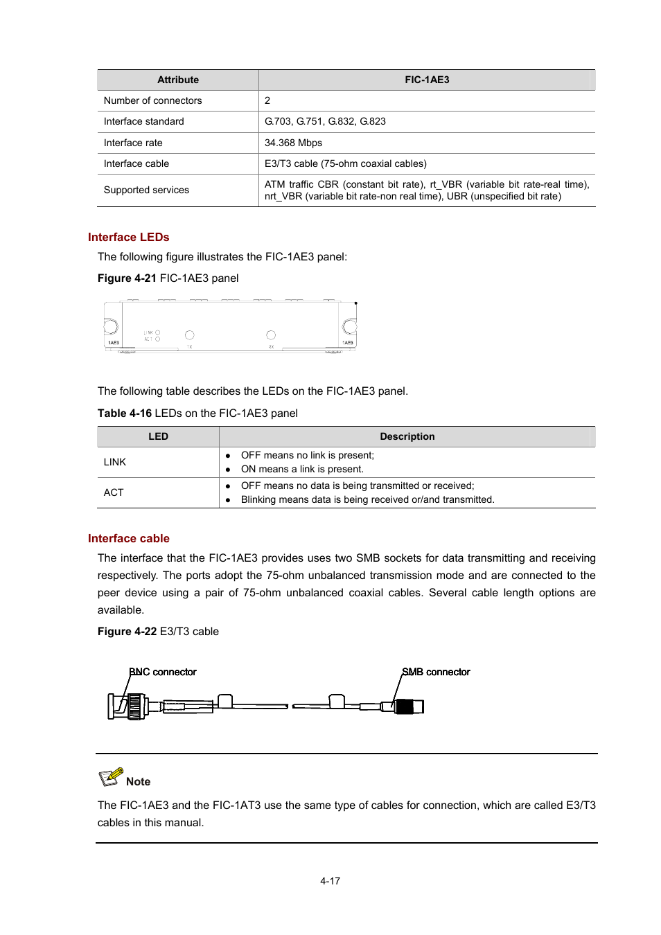 Interface leds, Interface cable | H3C Technologies H3C MSR 50 User Manual | Page 212 / 308