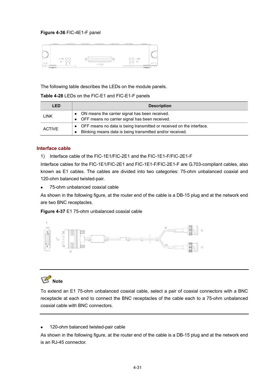 Interface cable | H3C Technologies H3C MSR 50 User Manual | Page 226 / 308