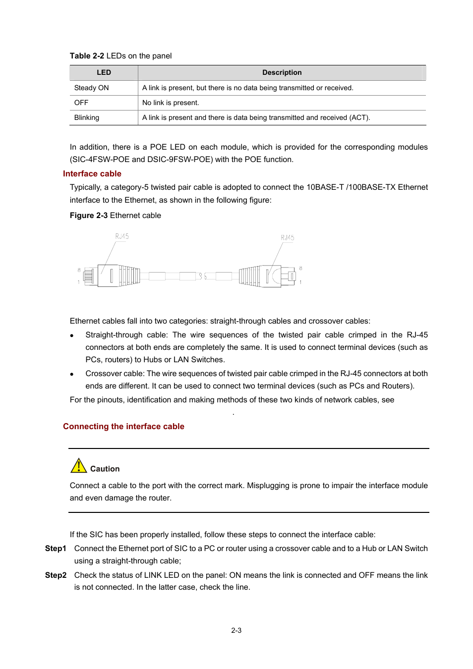 Interface cable, Connecting the interface cable | H3C Technologies H3C MSR 50 User Manual | Page 23 / 308