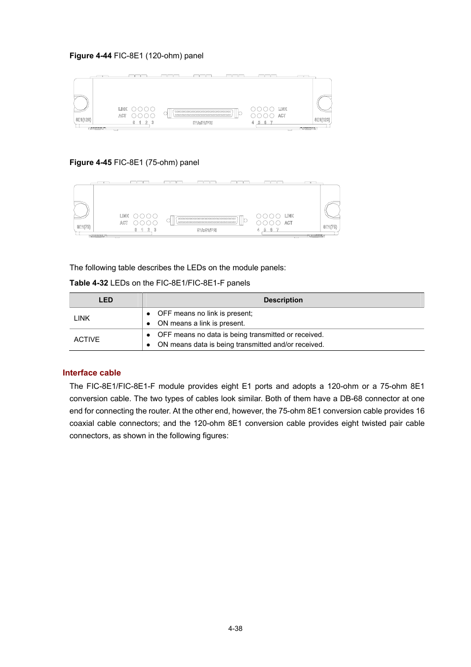 Interface cable | H3C Technologies H3C MSR 50 User Manual | Page 233 / 308