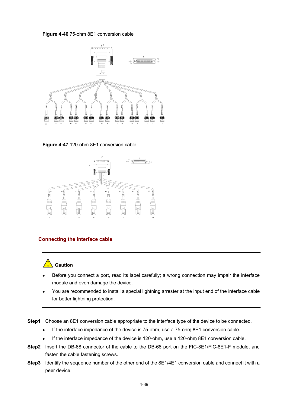 Connecting the interface cable | H3C Technologies H3C MSR 50 User Manual | Page 234 / 308