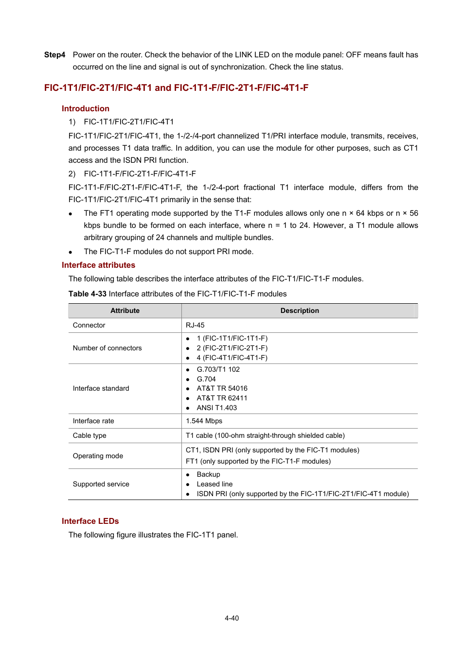 Introduction, Interface attributes, Interface leds | H3C Technologies H3C MSR 50 User Manual | Page 235 / 308