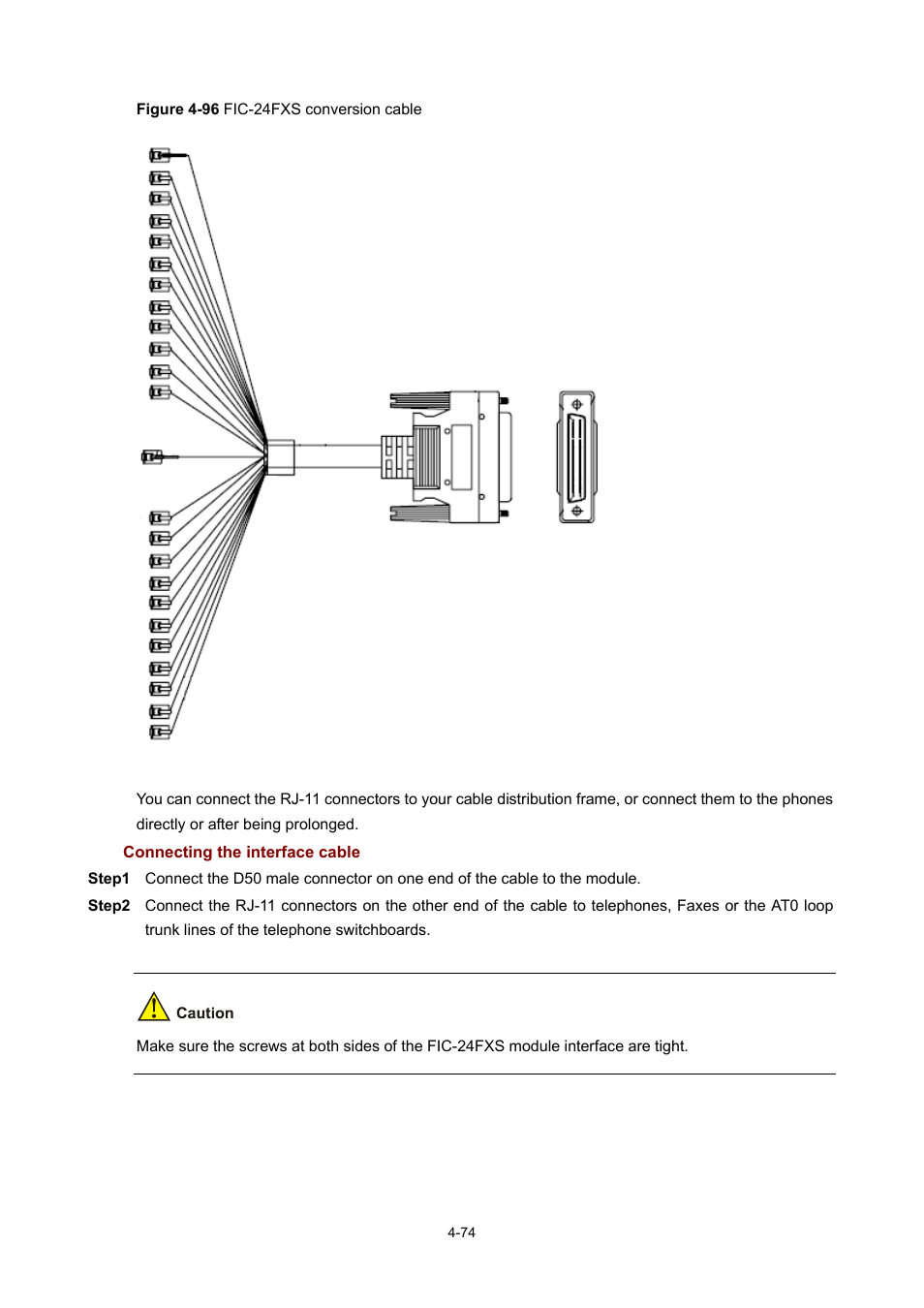 Connecting the interface cable | H3C Technologies H3C MSR 50 User Manual | Page 269 / 308