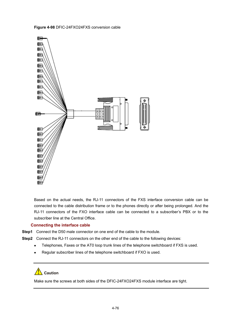 Connecting the interface cable | H3C Technologies H3C MSR 50 User Manual | Page 271 / 308