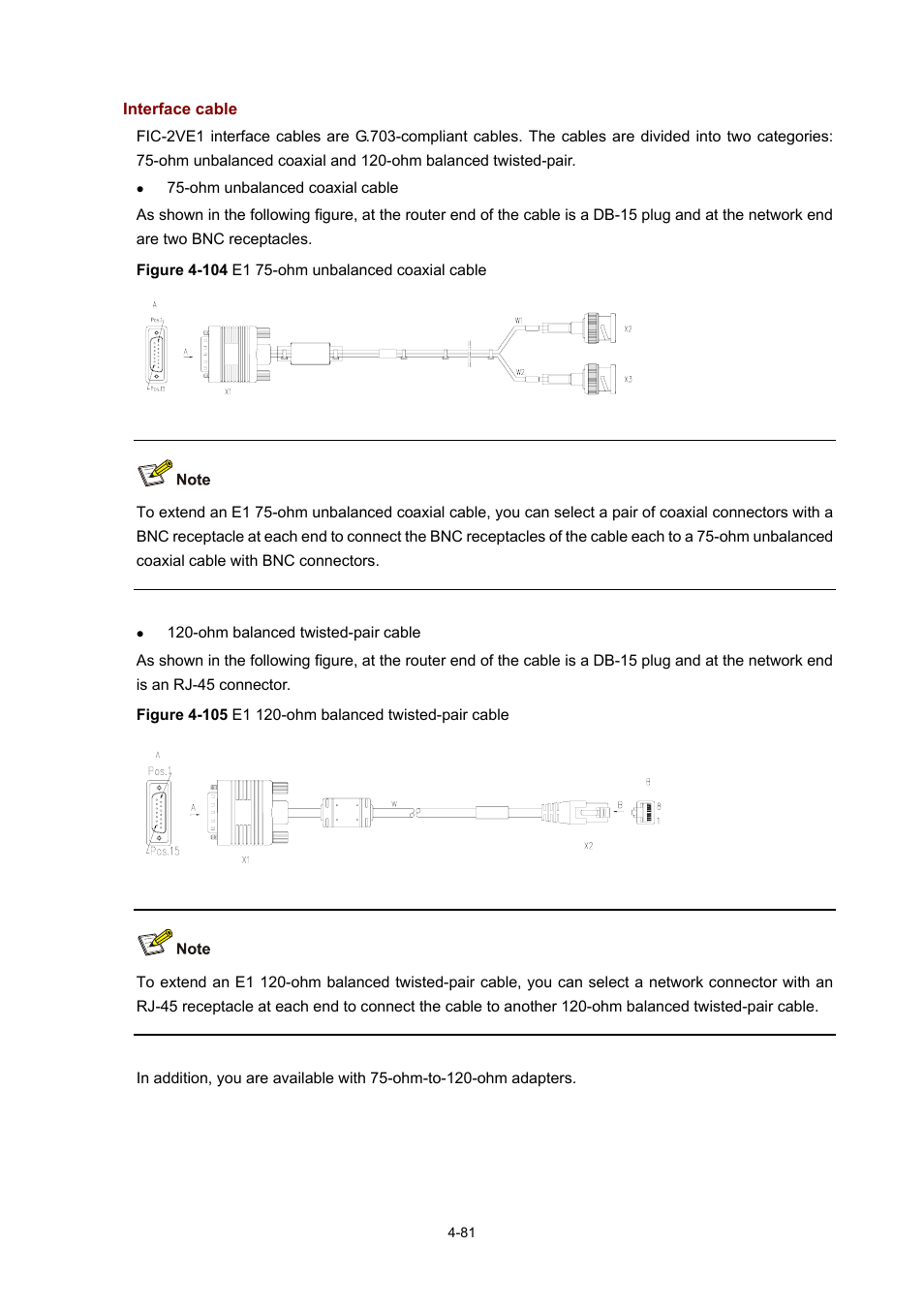 Interface cable | H3C Technologies H3C MSR 50 User Manual | Page 276 / 308