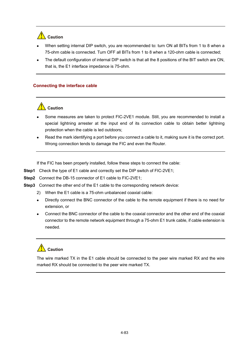 Connecting the interface cable | H3C Technologies H3C MSR 50 User Manual | Page 278 / 308