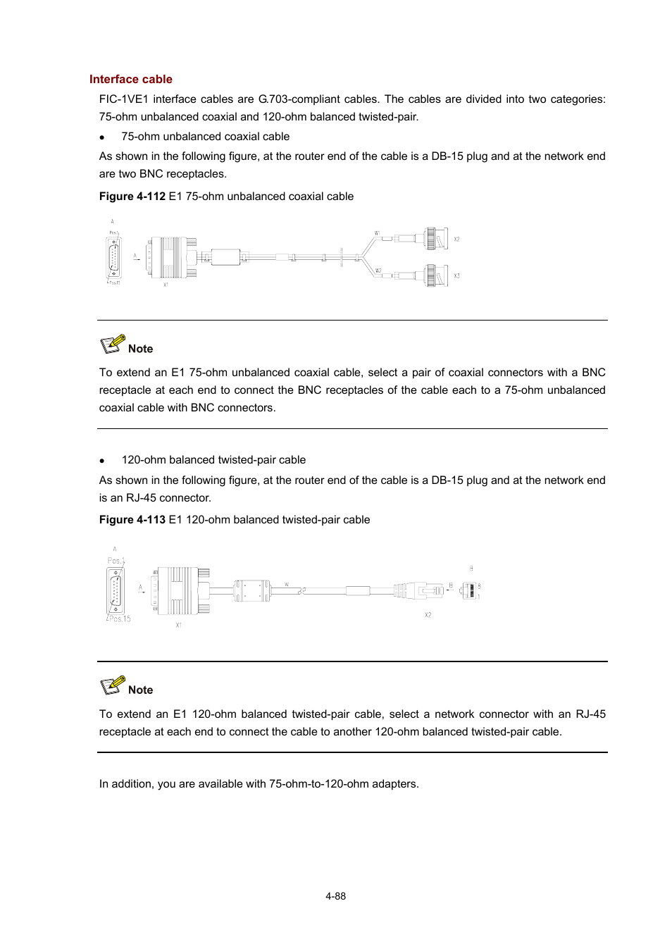 Interface cable | H3C Technologies H3C MSR 50 User Manual | Page 283 / 308