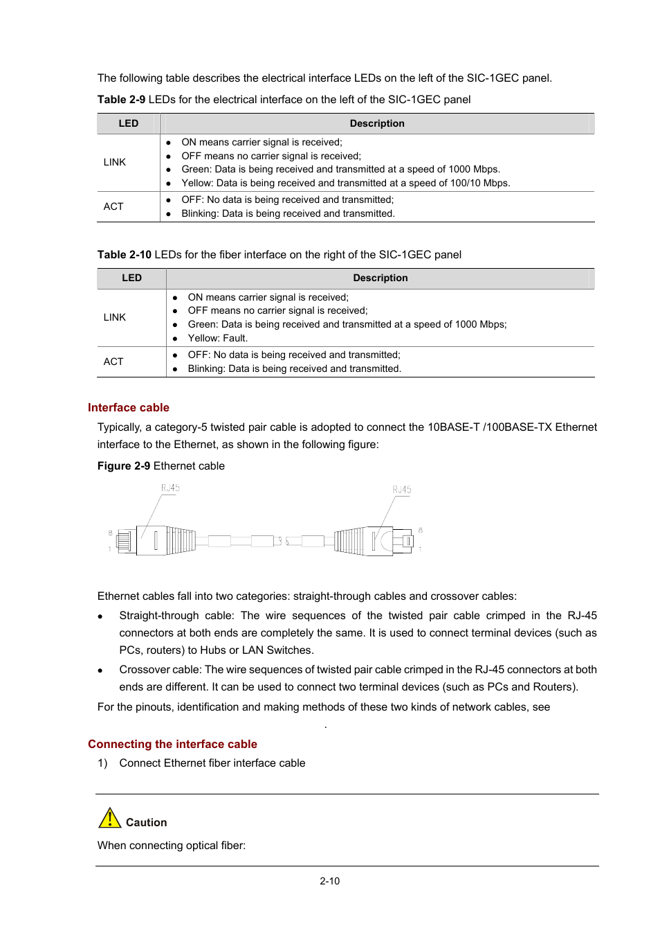 Interface cable, Connecting the interface cable | H3C Technologies H3C MSR 50 User Manual | Page 30 / 308