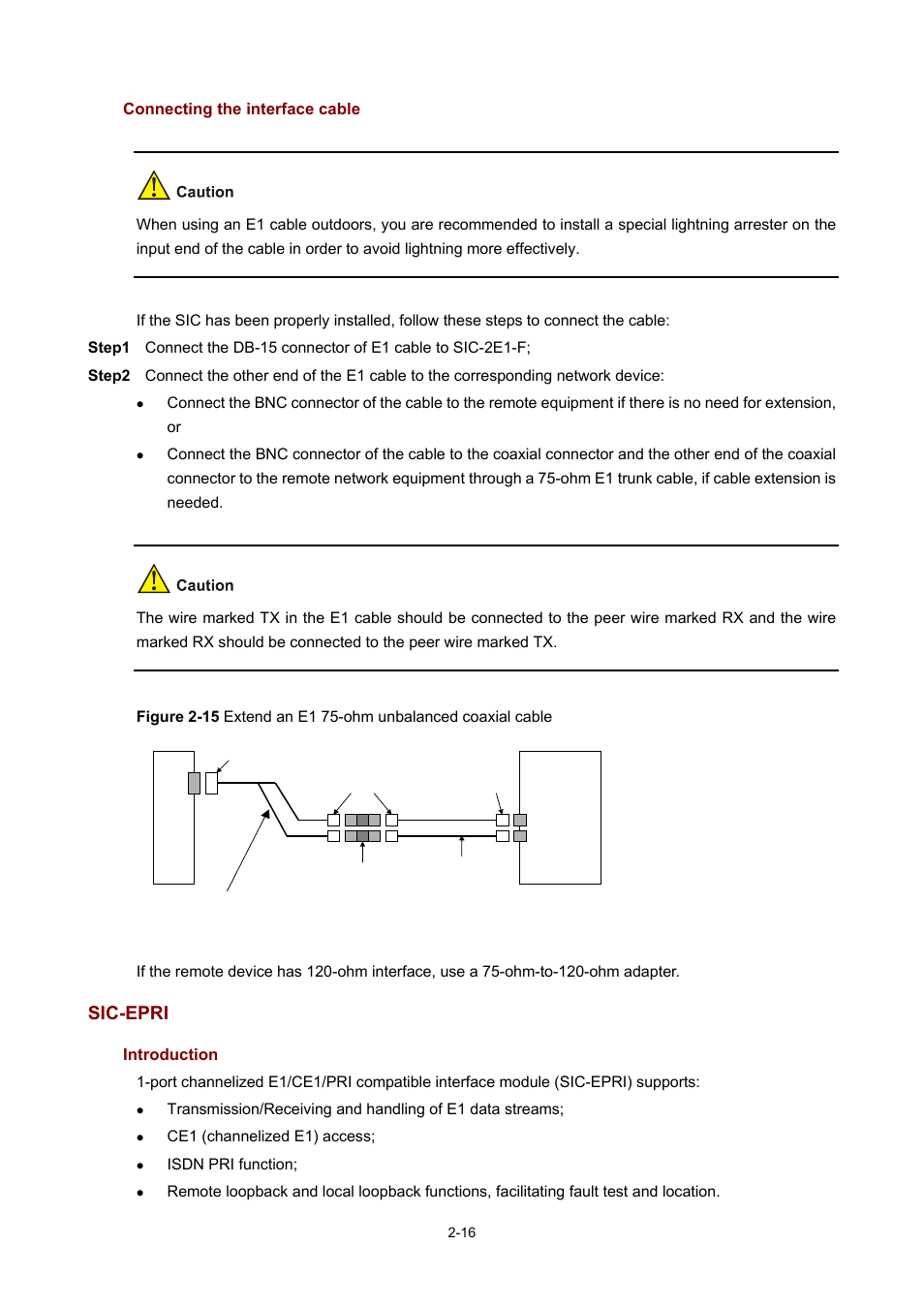 Connecting the interface cable, Sic-epri, Introduction | H3C Technologies H3C MSR 50 User Manual | Page 36 / 308