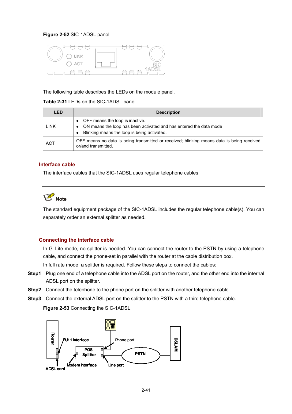 Interface cable, Connecting the interface cable | H3C Technologies H3C MSR 50 User Manual | Page 61 / 308