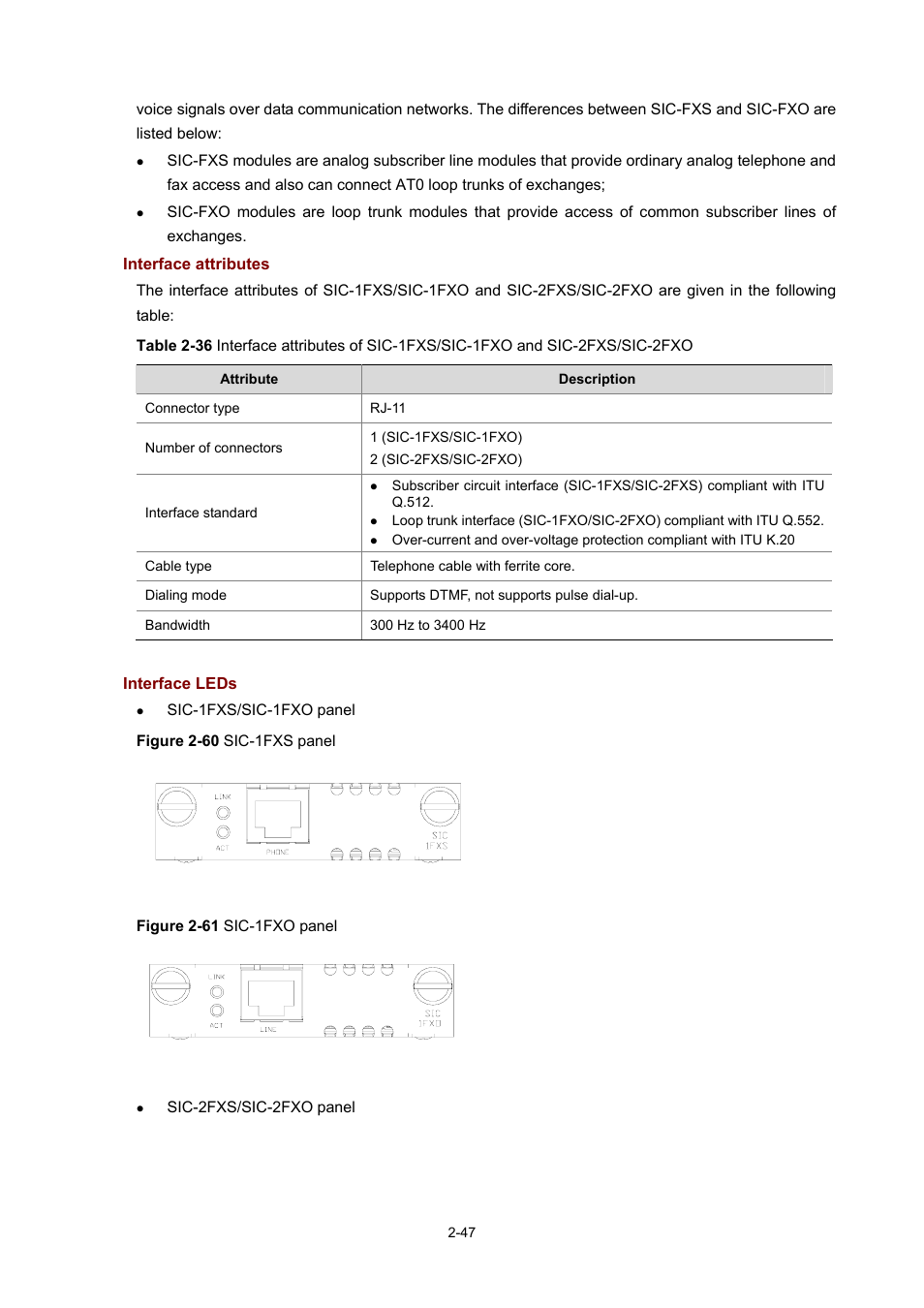 Interface attributes, Interface leds | H3C Technologies H3C MSR 50 User Manual | Page 67 / 308