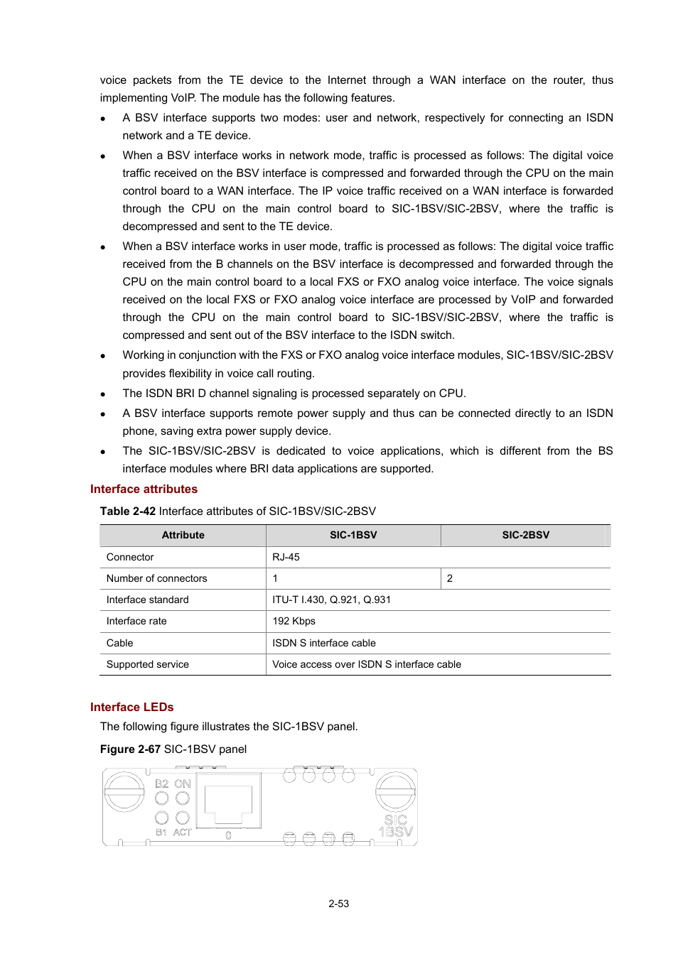 Interface attributes, Interface leds | H3C Technologies H3C MSR 50 User Manual | Page 73 / 308