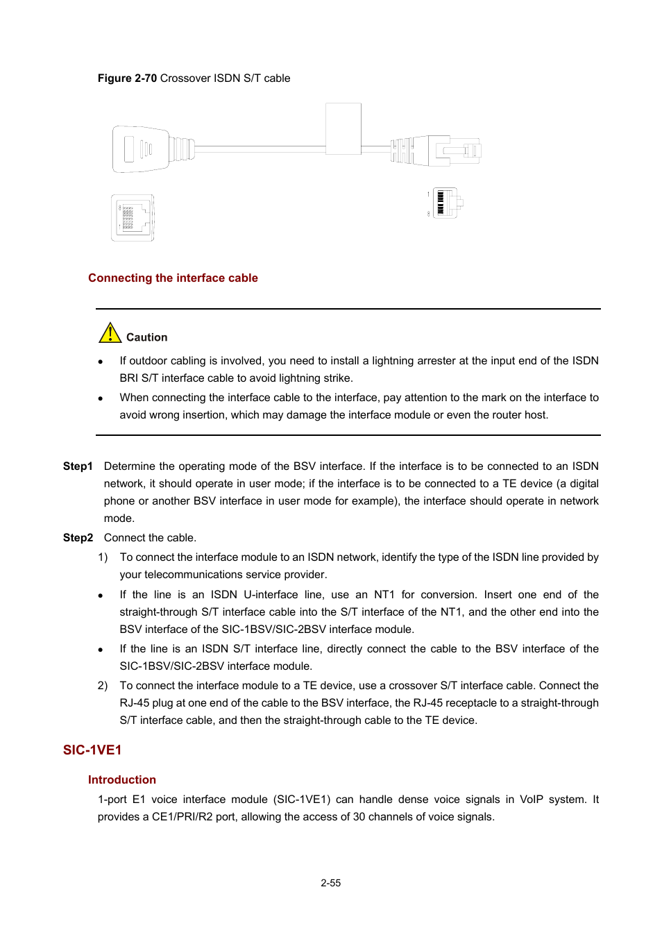 Connecting the interface cable, Sic-1ve1, Introduction | H3C Technologies H3C MSR 50 User Manual | Page 75 / 308