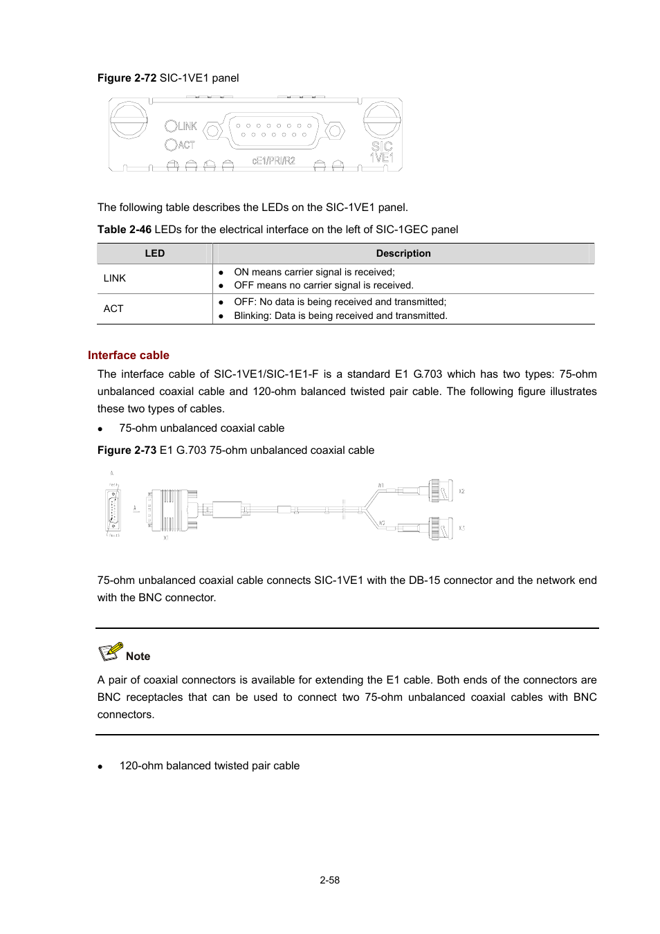 Interface cable | H3C Technologies H3C MSR 50 User Manual | Page 78 / 308