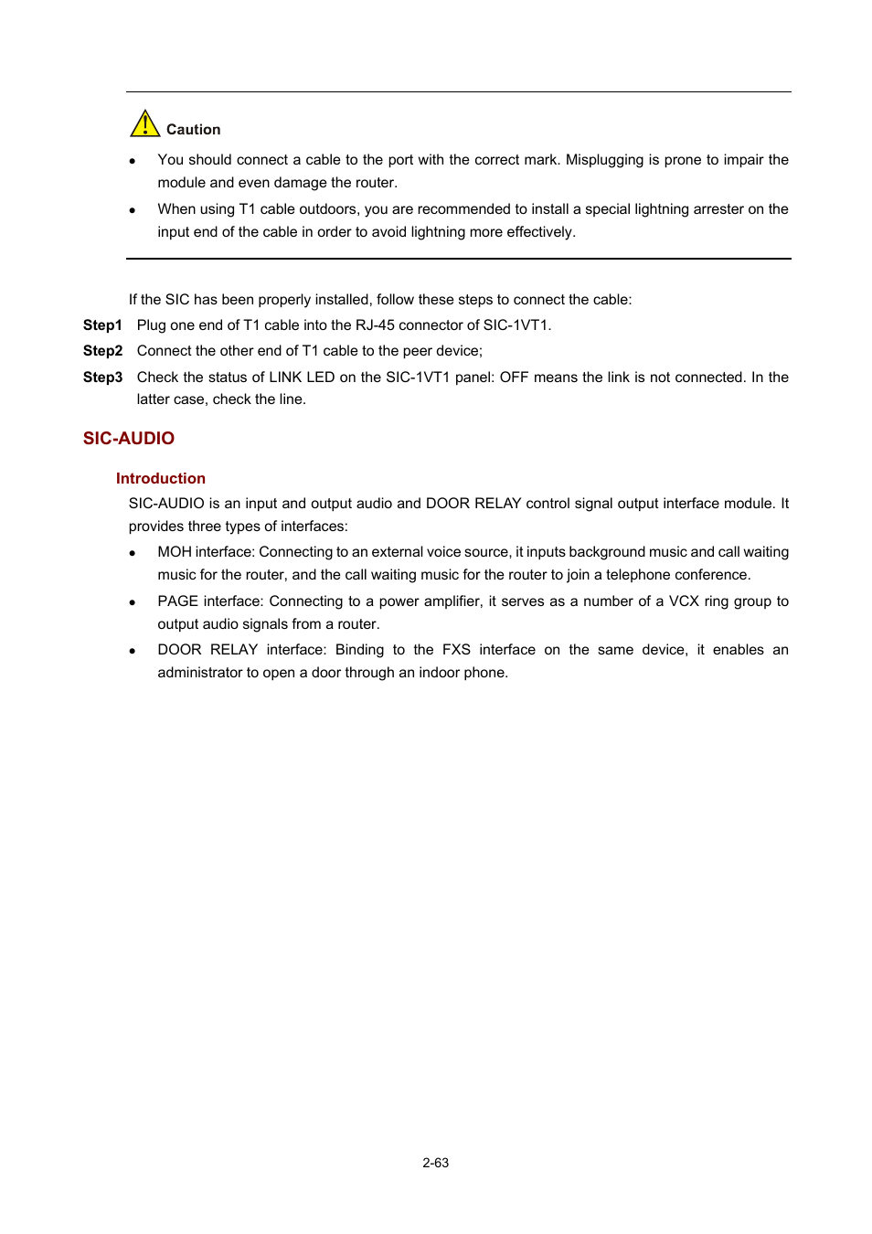 Sic-audio, Introduction | H3C Technologies H3C MSR 50 User Manual | Page 83 / 308