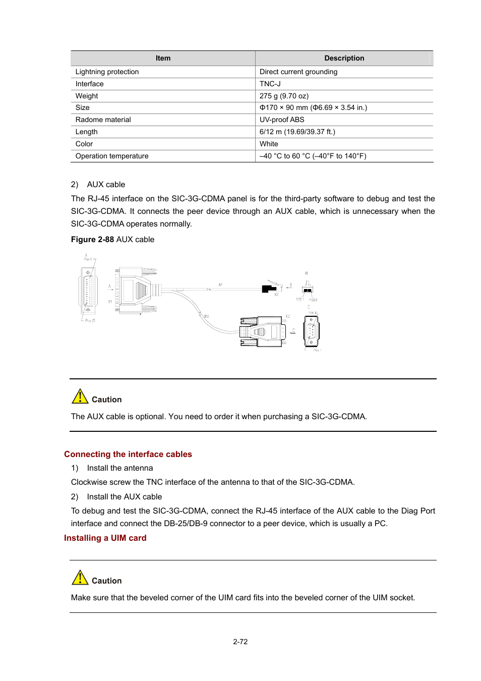 Connecting the interface cables, Installing a uim card | H3C Technologies H3C MSR 50 User Manual | Page 92 / 308