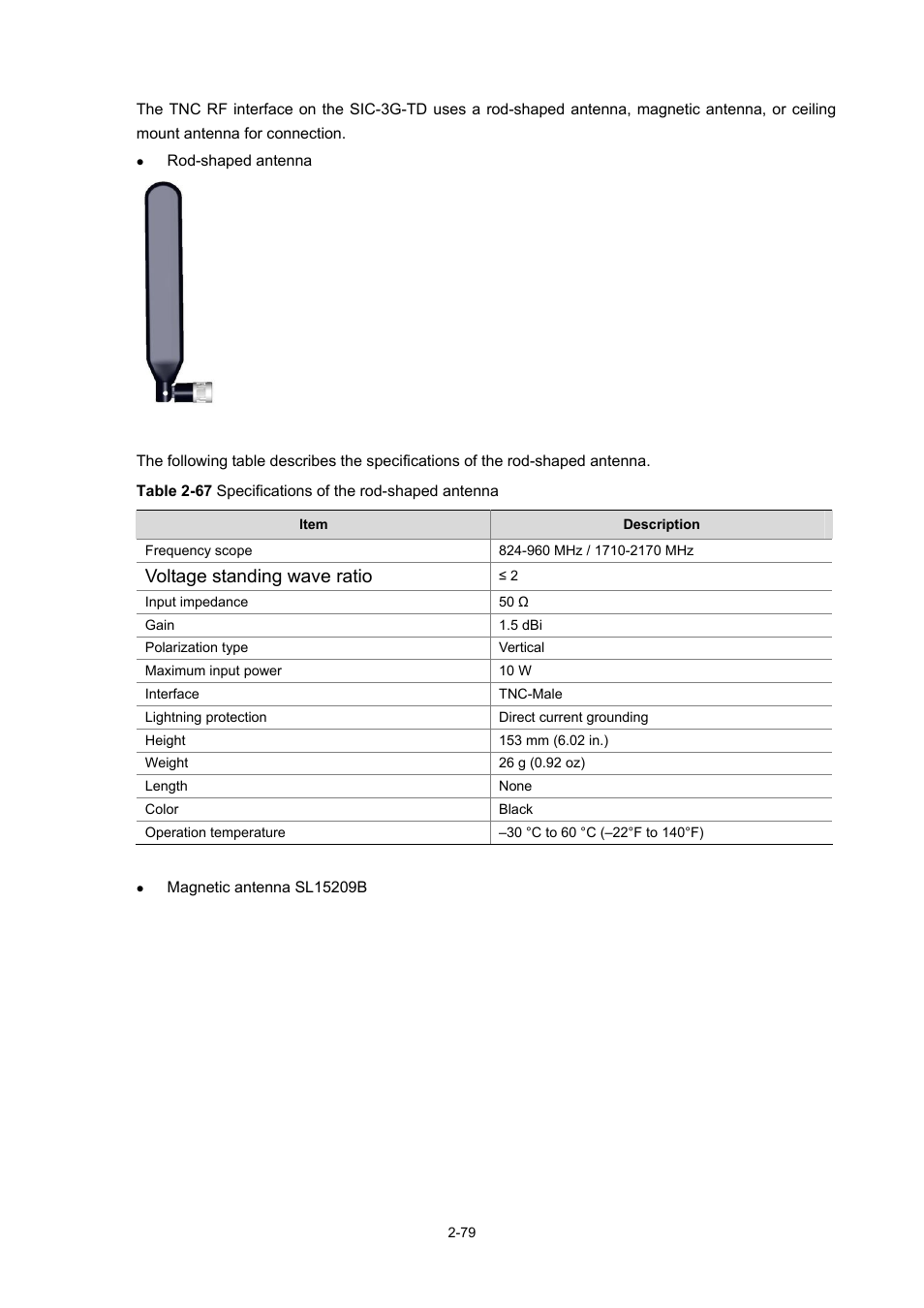 Voltage standing wave ratio | H3C Technologies H3C MSR 50 User Manual | Page 99 / 308