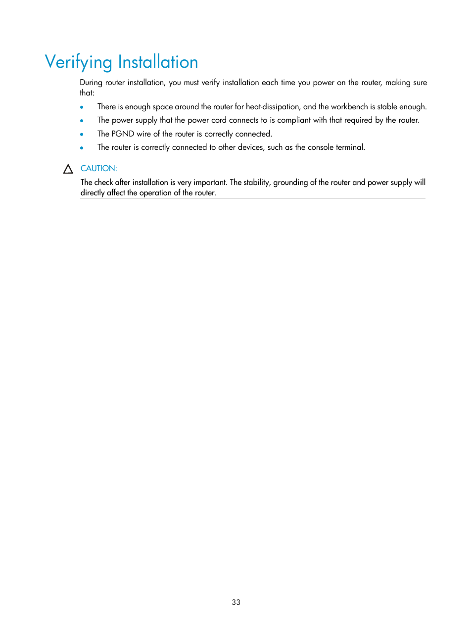 Verifying installation | H3C Technologies H3C MSR 50 User Manual | Page 41 / 89