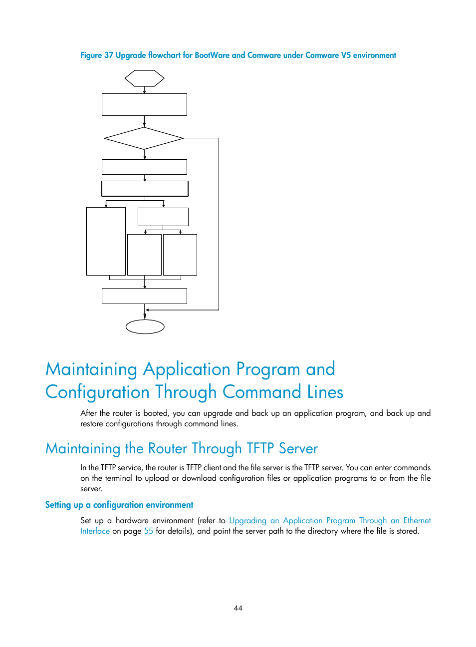 Maintaining the router through tftp server, Setting up a configuration environment | H3C Technologies H3C MSR 50 User Manual | Page 52 / 89