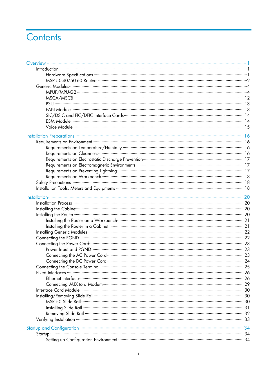 H3C Technologies H3C MSR 50 User Manual | Page 6 / 89