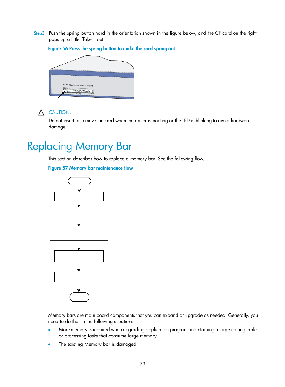 Replacing memory bar | H3C Technologies H3C MSR 50 User Manual | Page 81 / 89