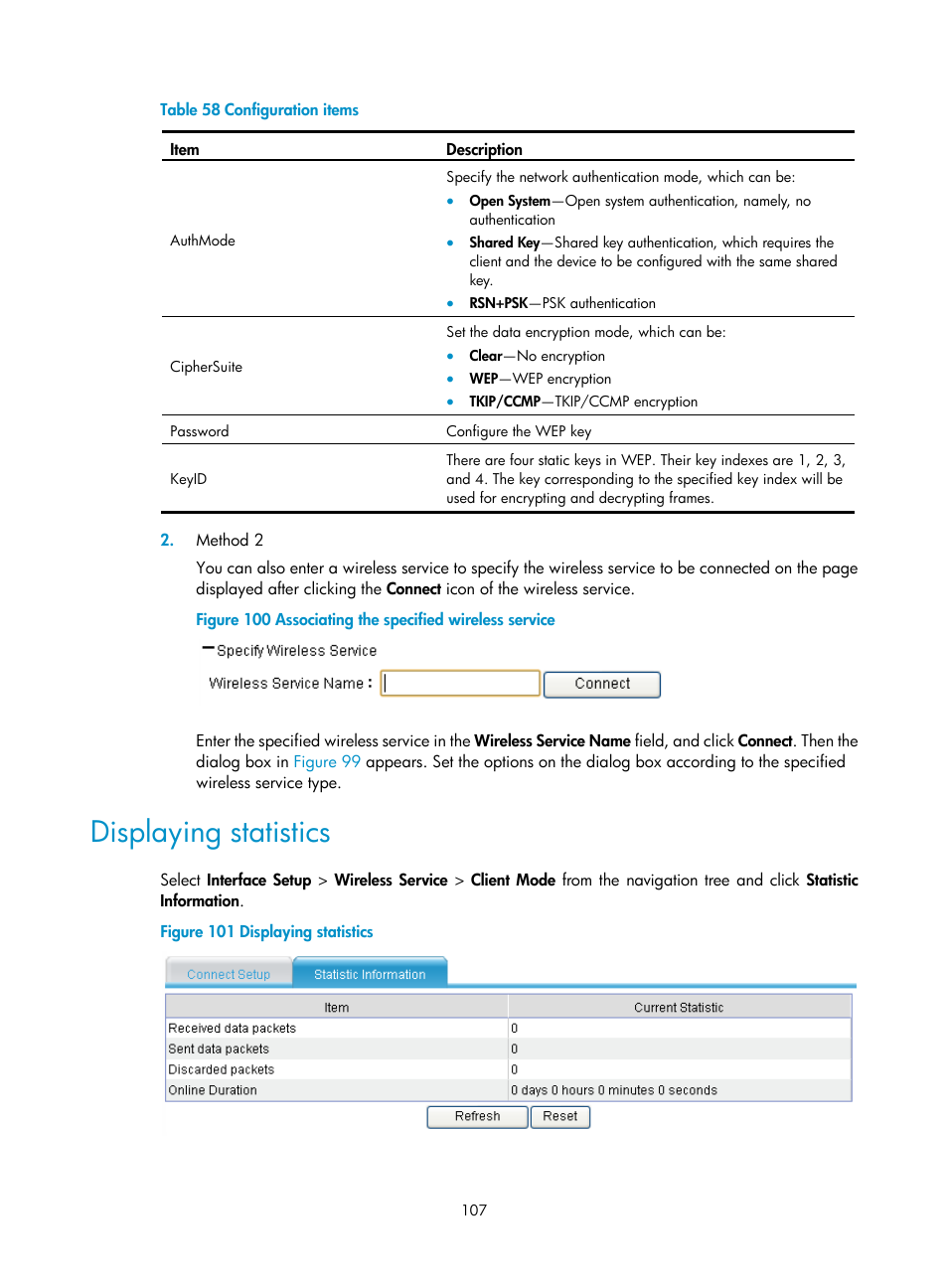 Displaying statistics | H3C Technologies H3C MSR 50 User Manual | Page 128 / 877