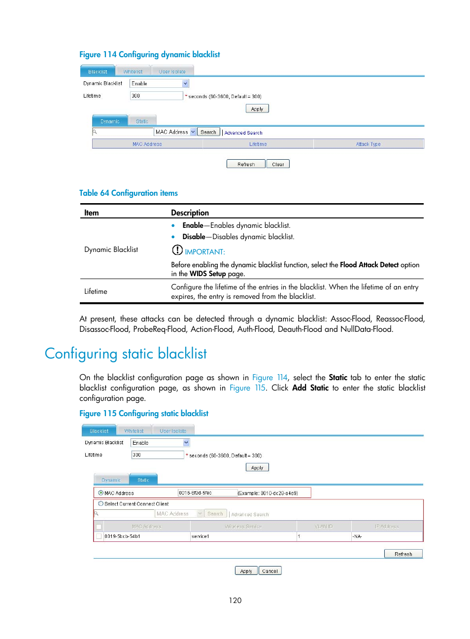 Configuring static blacklist | H3C Technologies H3C MSR 50 User Manual | Page 141 / 877