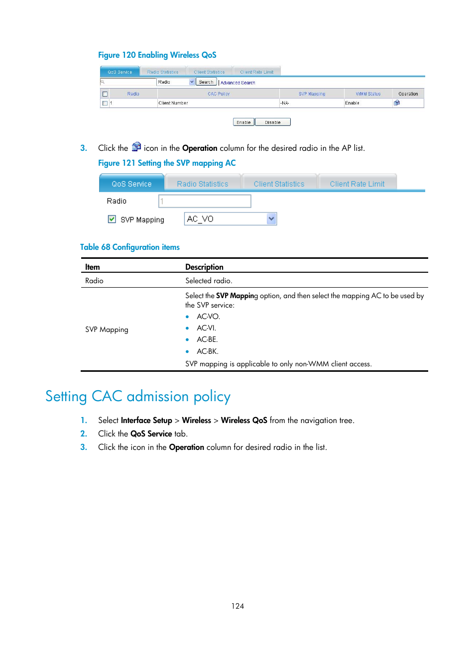 Setting cac admission policy | H3C Technologies H3C MSR 50 User Manual | Page 145 / 877